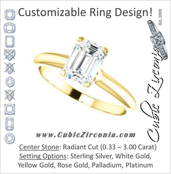 Cubic Zirconia Engagement Ring- The Kathleen (Customizable Radiant Cut Solitaire)
