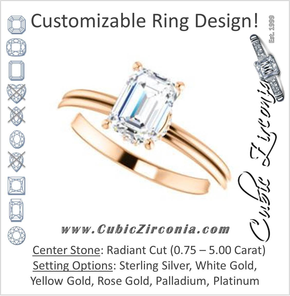 Cubic Zirconia Engagement Ring- The Leslie (Customizable Radiant Cut Setting with Under-Halo Trellis)
