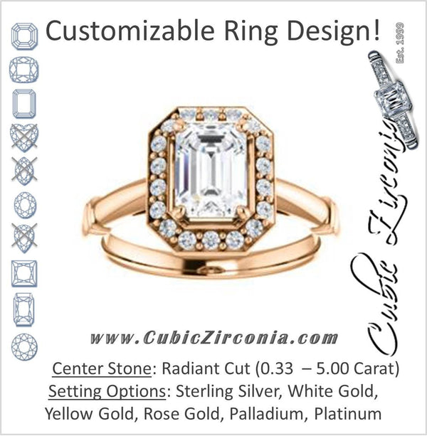 Cubic Zirconia Engagement Ring- The Lianna (Customizable Halo-Style Radiant Cut Design)