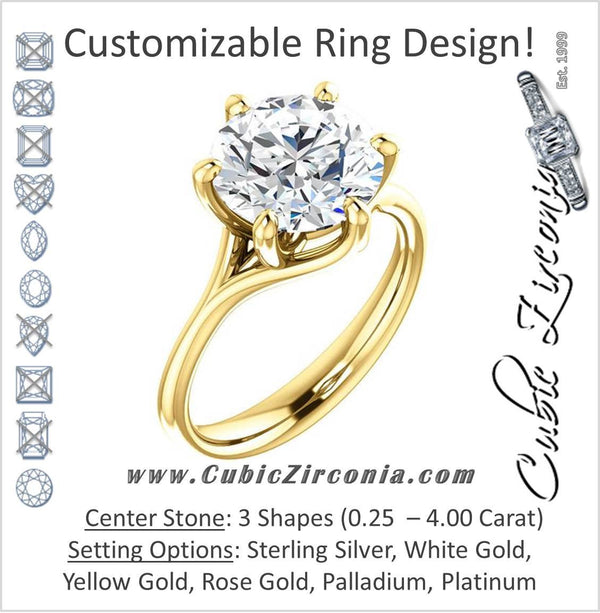 Cubic Zirconia Engagement Ring- The Marissa (Customizable 6-prong Solitaire)