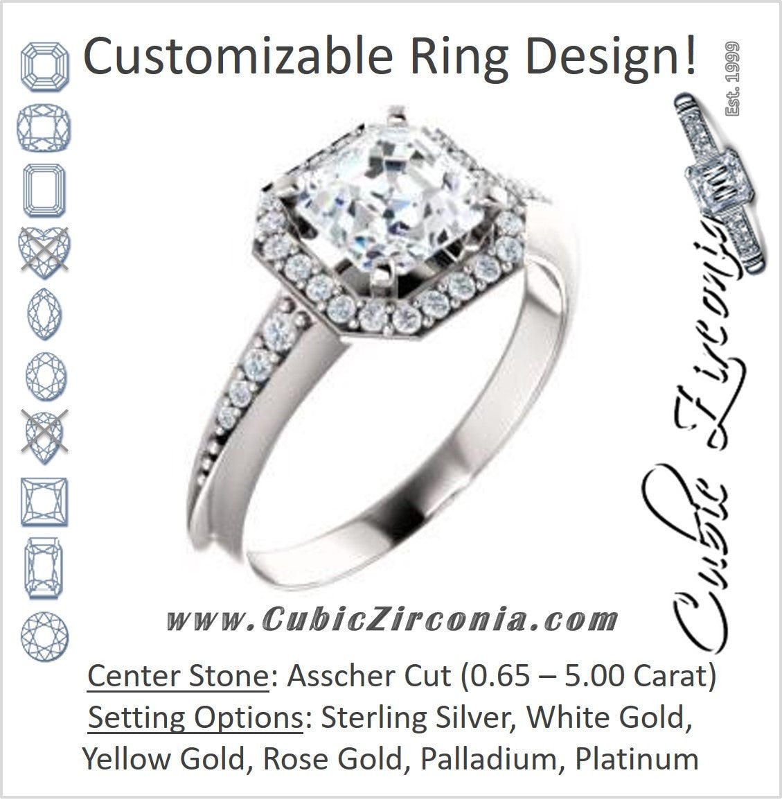 Cubic Zirconia Engagement Ring- The Maxine (Customizable Asscher Cut)