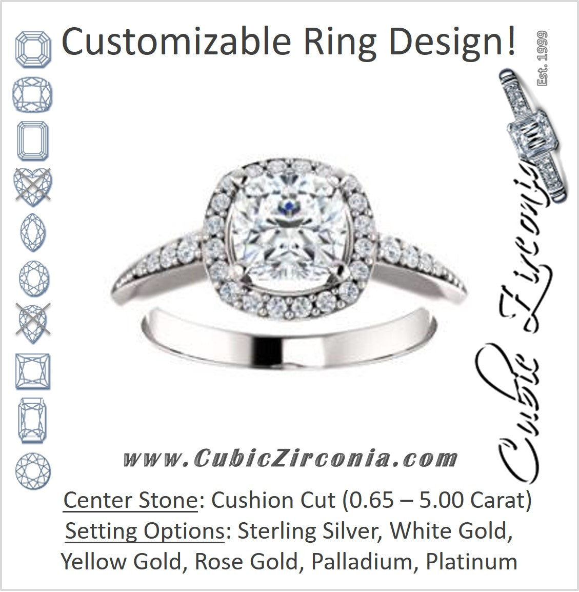 Cubic Zirconia Engagement Ring- The Maxine (Customizable Cushion Cut)