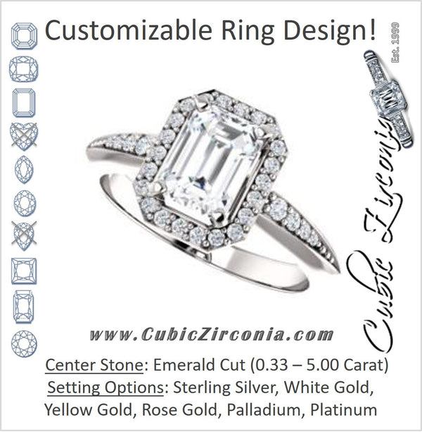 Cubic Zirconia Engagement Ring- The Maxine (Customizable Emerald Cut)