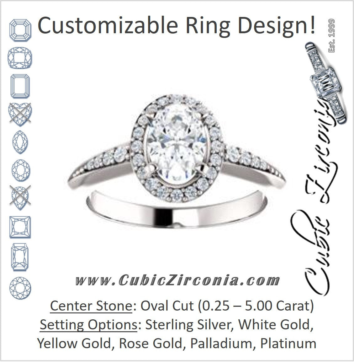 Cubic Zirconia Engagement Ring- The Maxine (Customizable Oval Cut)
