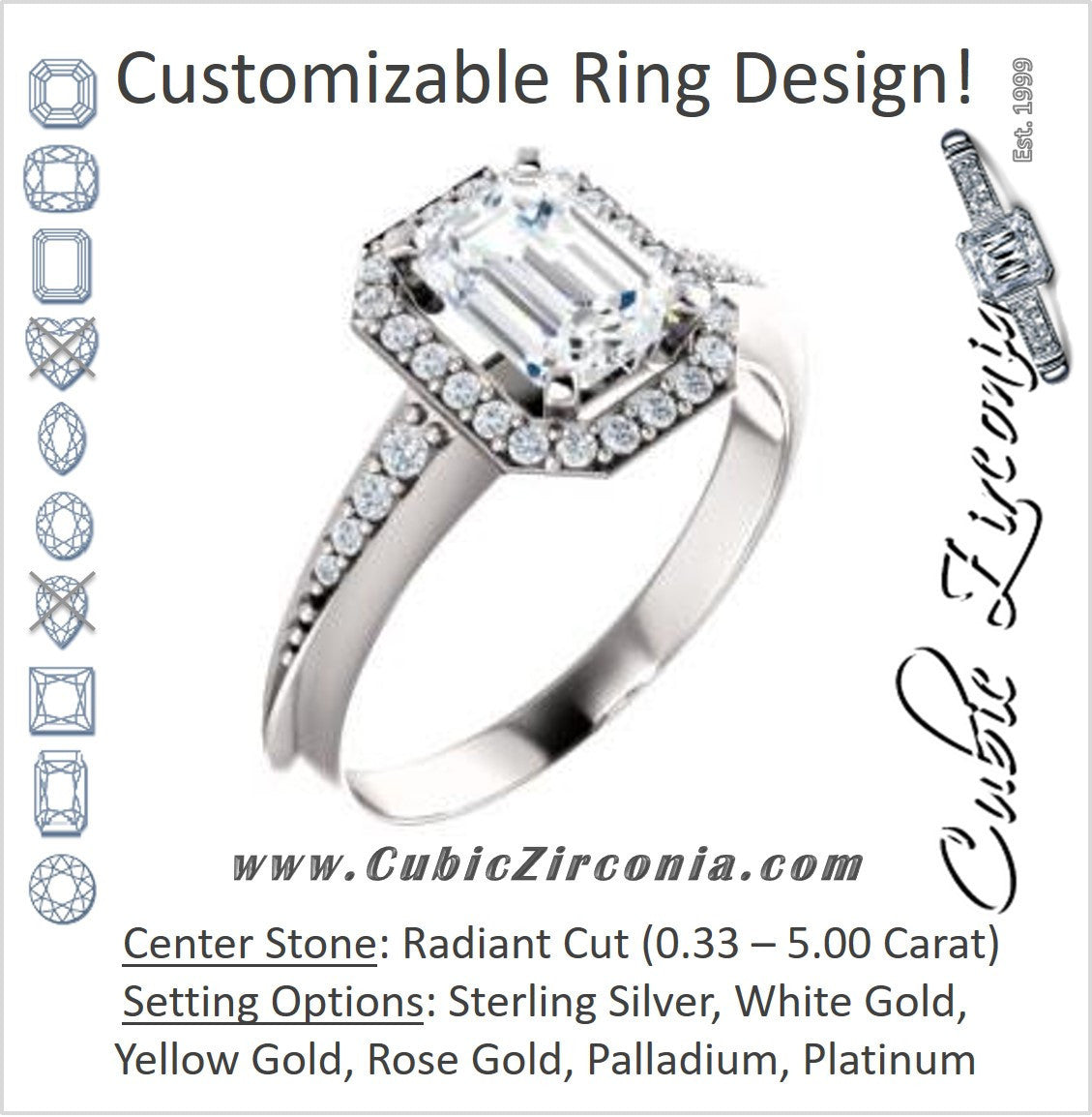 Cubic Zirconia Engagement Ring- The Maxine (Customizable Radiant Cut)