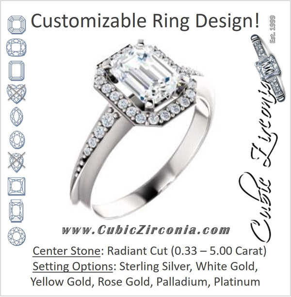 Cubic Zirconia Engagement Ring- The Maxine (Customizable Radiant Cut)