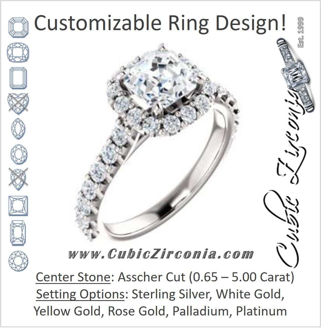 Cubic Zirconia Engagement Ring- The Mckenzie (Customizable Asscher Cut)