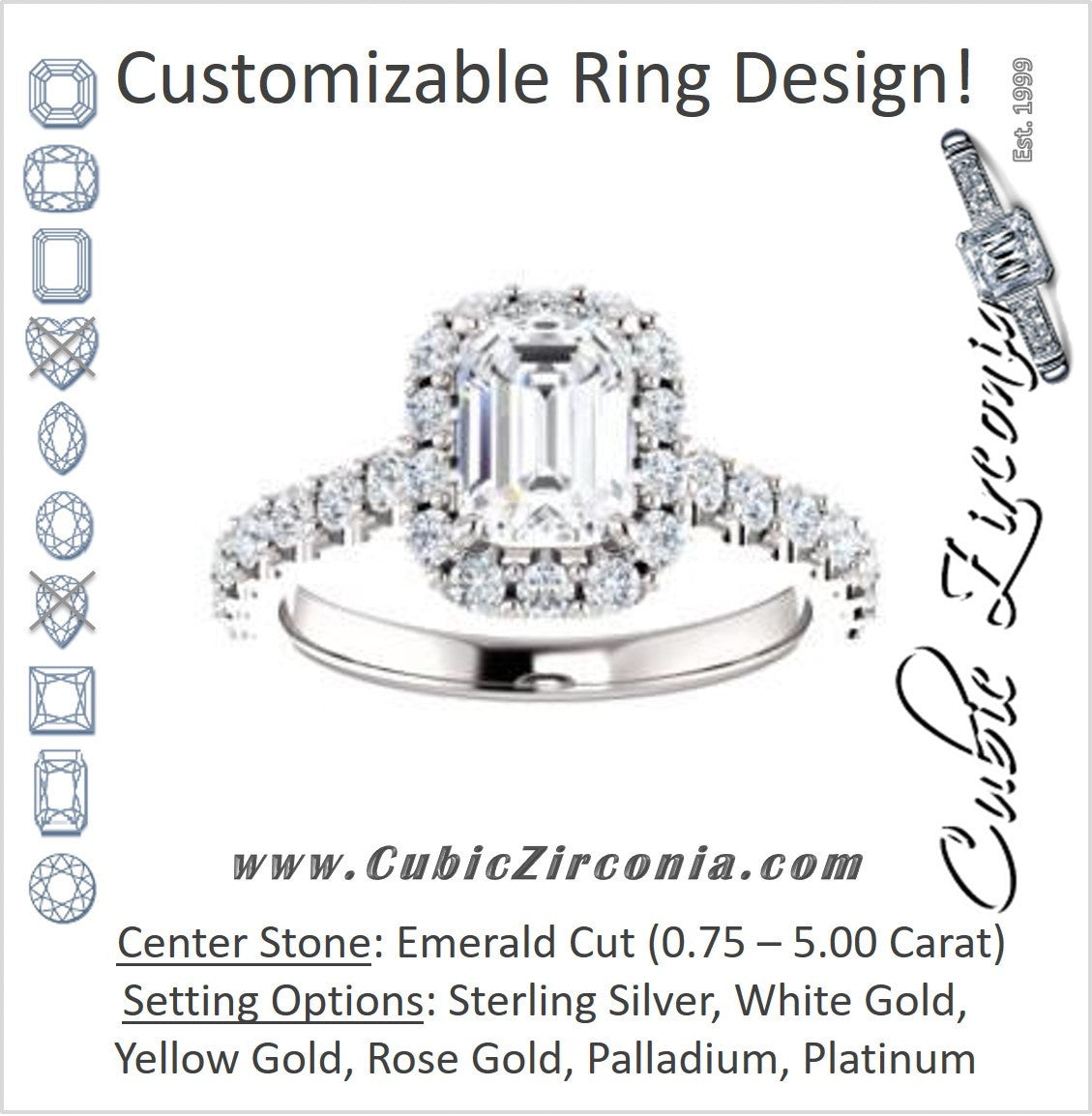 Cubic Zirconia Engagement Ring- The Mckenzie (Customizable Emerald Cut)