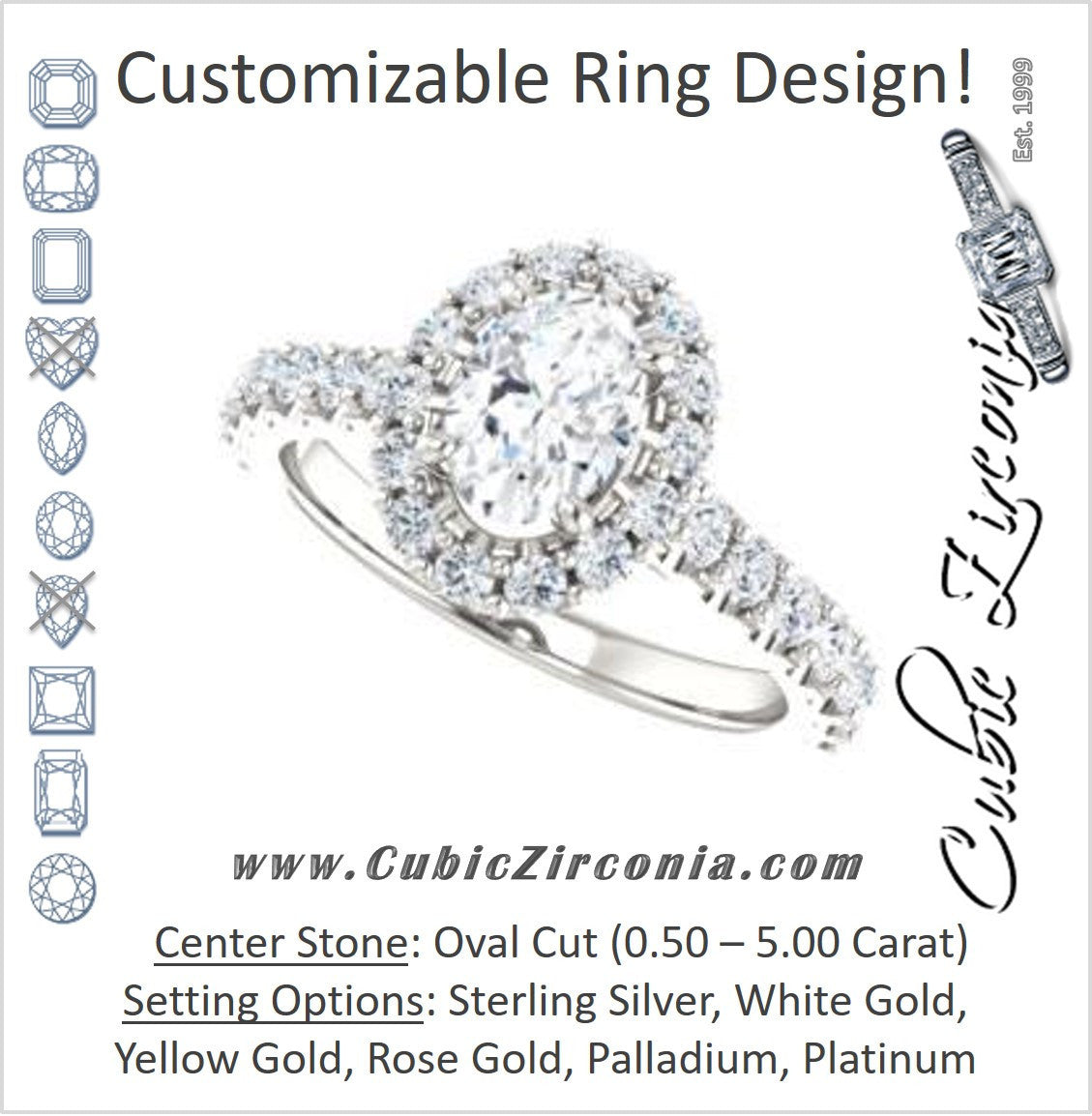 Cubic Zirconia Engagement Ring- The Mckenzie (Customizable Oval Cut)