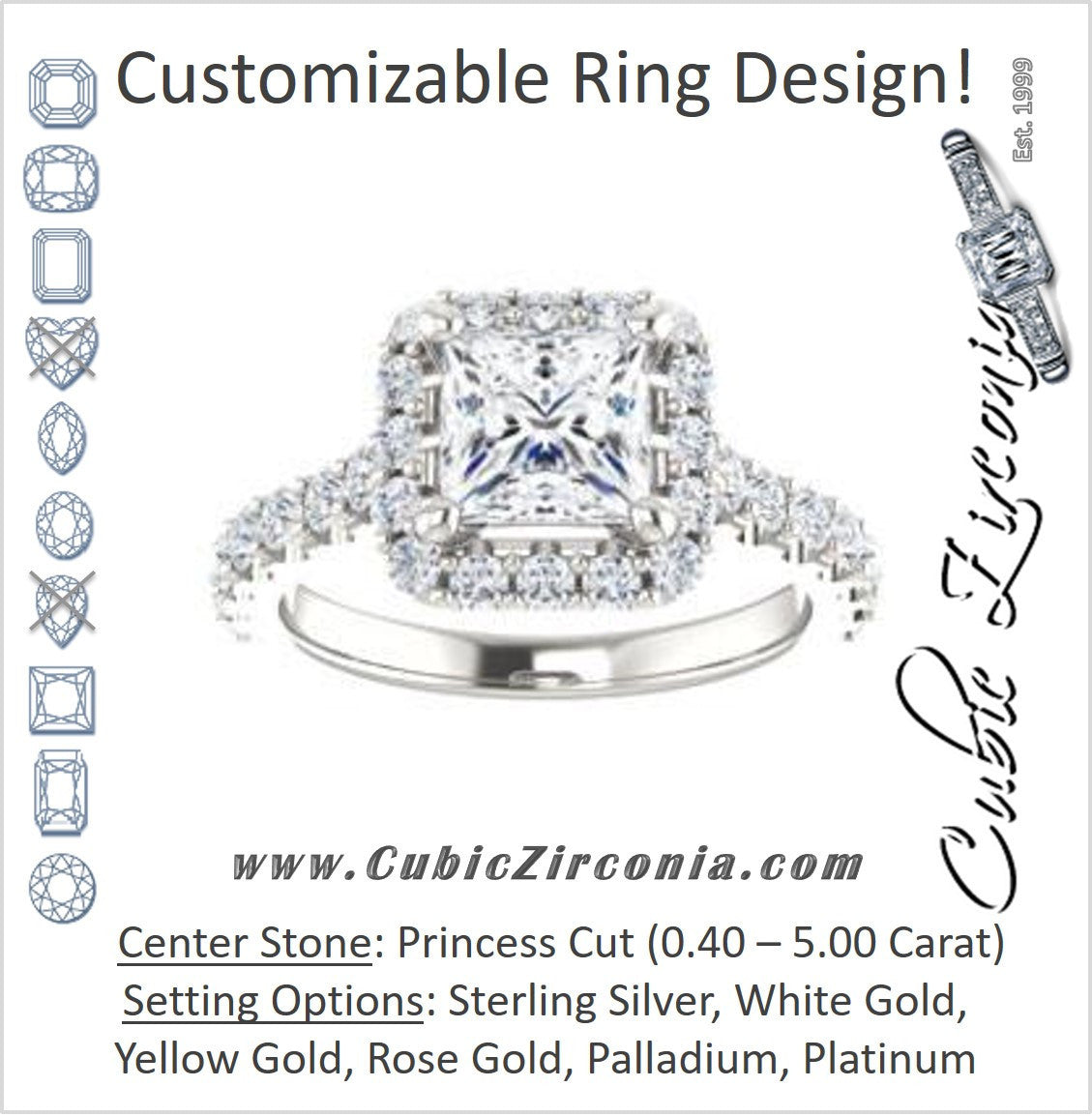Cubic Zirconia Engagement Ring- The Mckenzie (Customizable Princess Cut)