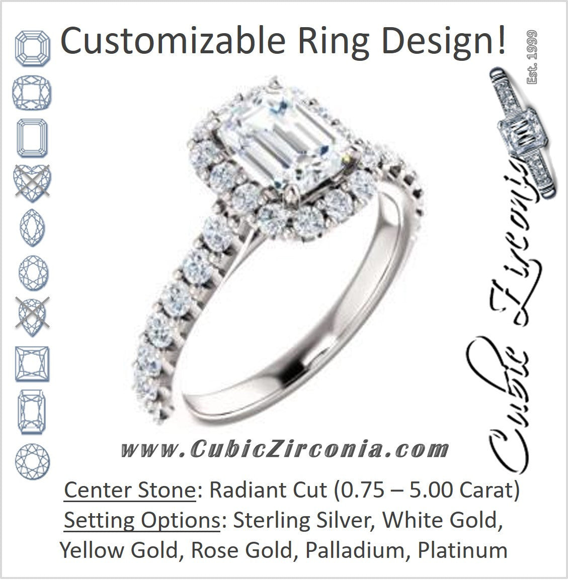 Cubic Zirconia Engagement Ring- The Mckenzie (Customizable Radiant Cut)