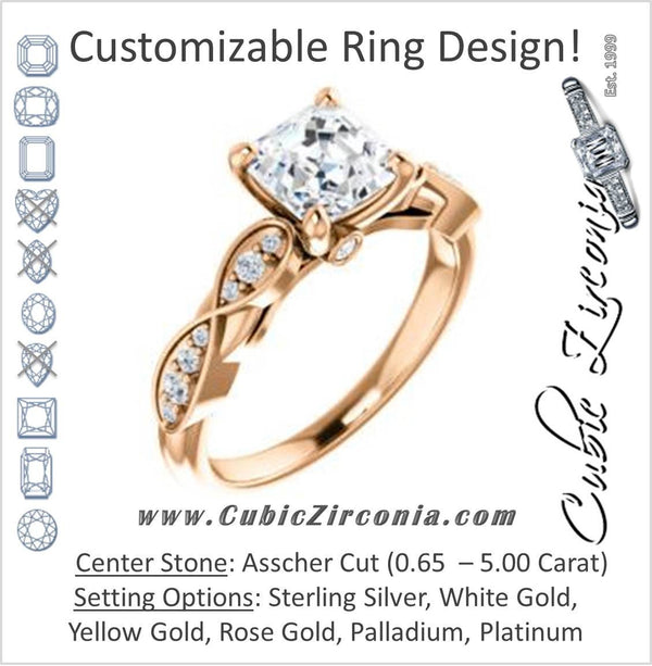 Cubic Zirconia Engagement Ring- The Meryl (Customizable Asscher Cut Design featuring Pavé-Infinity Band and Peekaboo Accents)