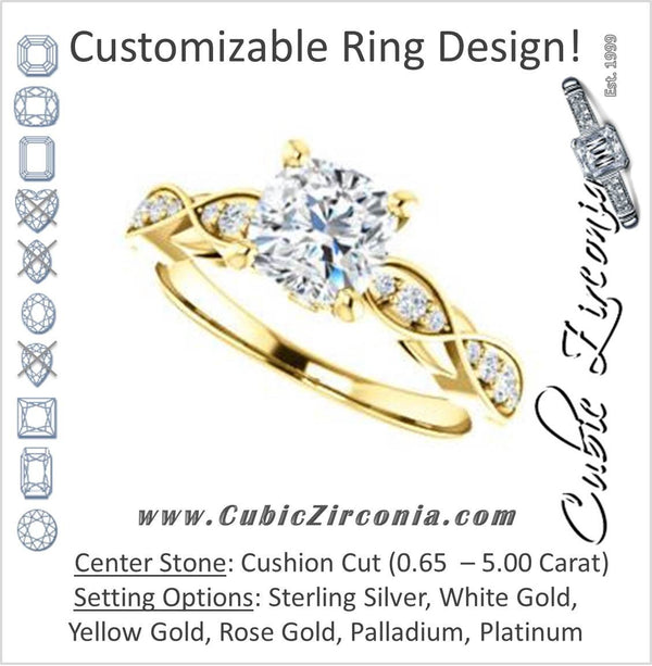 Cubic Zirconia Engagement Ring- The Meryl (Customizable Cushion Cut Design featuring Pavé-Infinity Band and Peekaboo Accents)