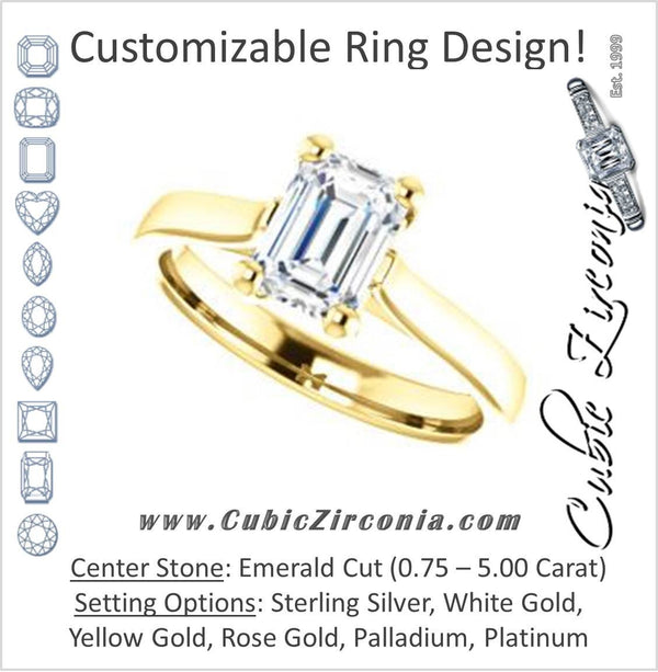 Cubic Zirconia Engagement Ring- The Noemie Jade (Customizable Cathedral-set Emerald Cut Solitaire)