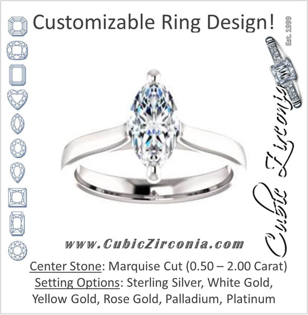 Cubic Zirconia Engagement Ring- The Noemie Jade (Customizable Cathedral-set Marquise Cut Solitaire)