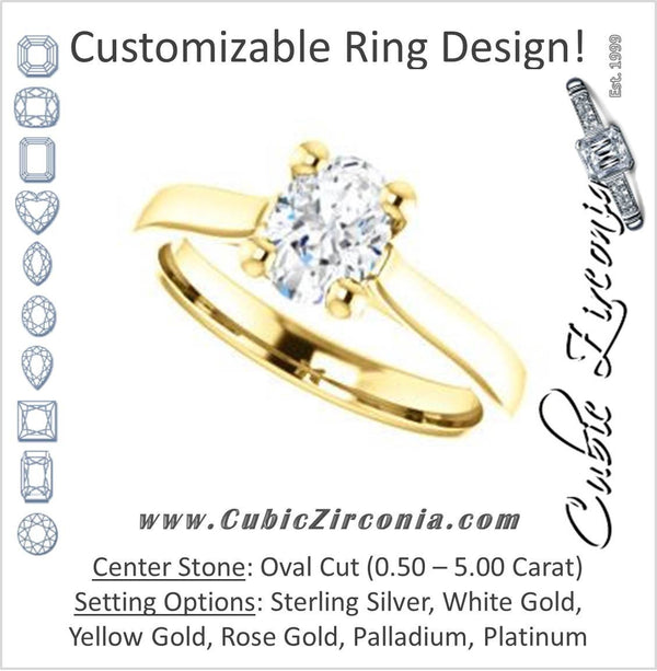 Cubic Zirconia Engagement Ring- The Noemie Jade (Customizable Cathedral-set Oval Cut Solitaire)