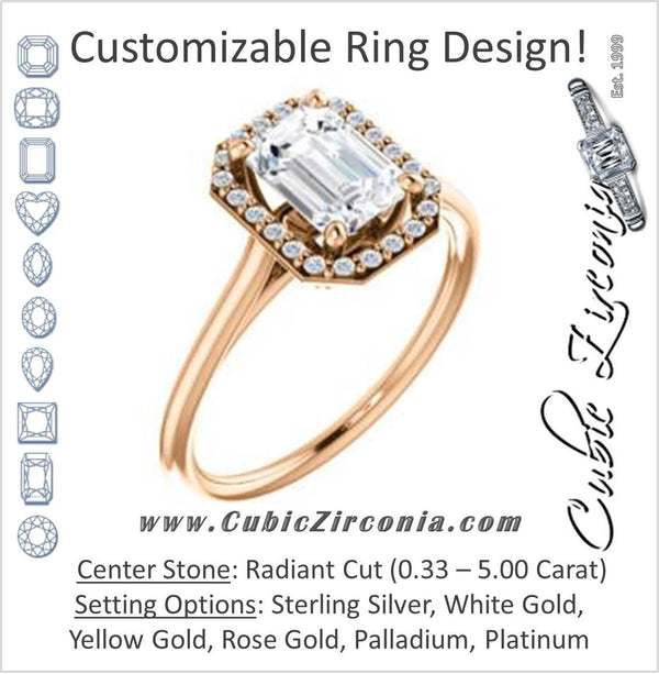 Cubic Zirconia Engagement Ring- The Patrice (Customizable Cathedral-Halo Radiant Cut with Thin Band)
