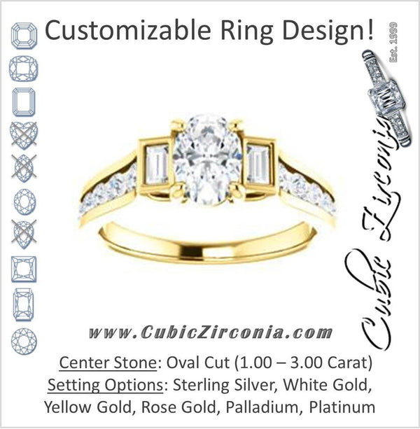 Cubic Zirconia Engagement Ring- The Portia (Customizable Oval Cut 15-stone Design)