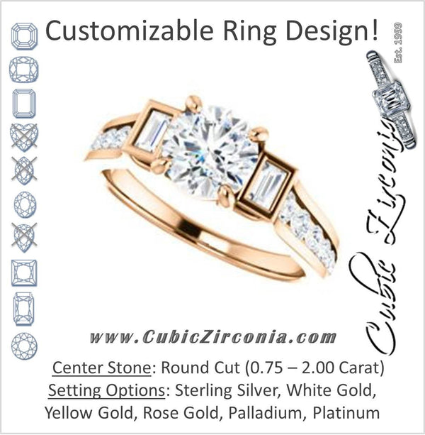 Cubic Zirconia Engagement Ring- The Portia (Customizable Round Cut 15-stone Design)