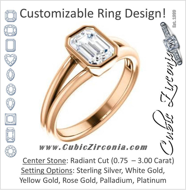 Cubic Zirconia Engagement Ring- The Shae (Customizable Radiant Cut Split-Band Solitaire)