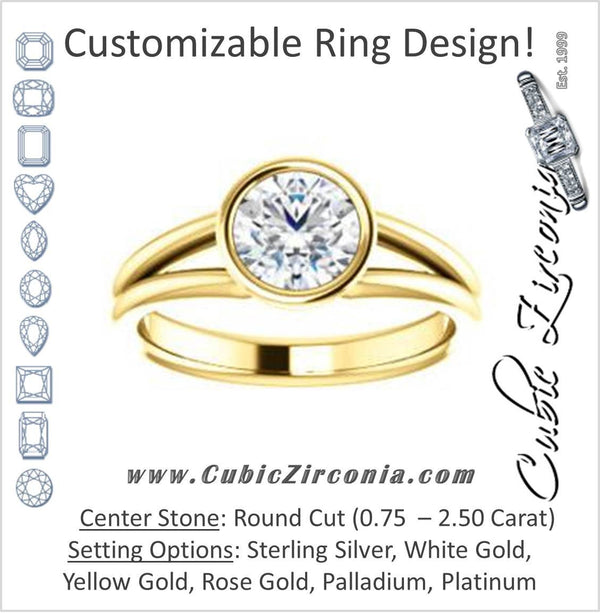 Cubic Zirconia Engagement Ring- The Shae (Customizable Round Cut Split-Band Solitaire)
