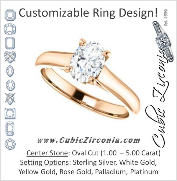 Cubic Zirconia Engagement Ring- The Tawanda (Customizable Oval Cut Cathedral Setting with Peekaboo Accents)