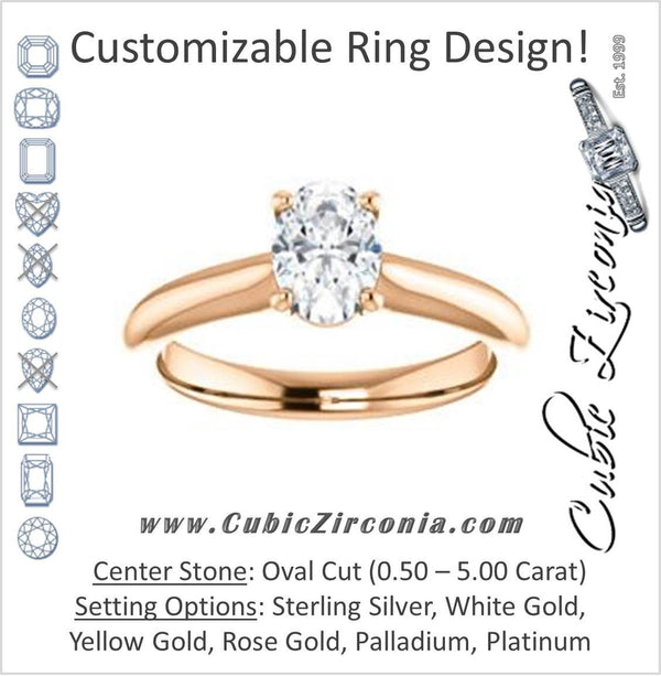 Cubic Zirconia Engagement Ring- The Ursula (Customizable Oval Cut High-Set Solitaire)
