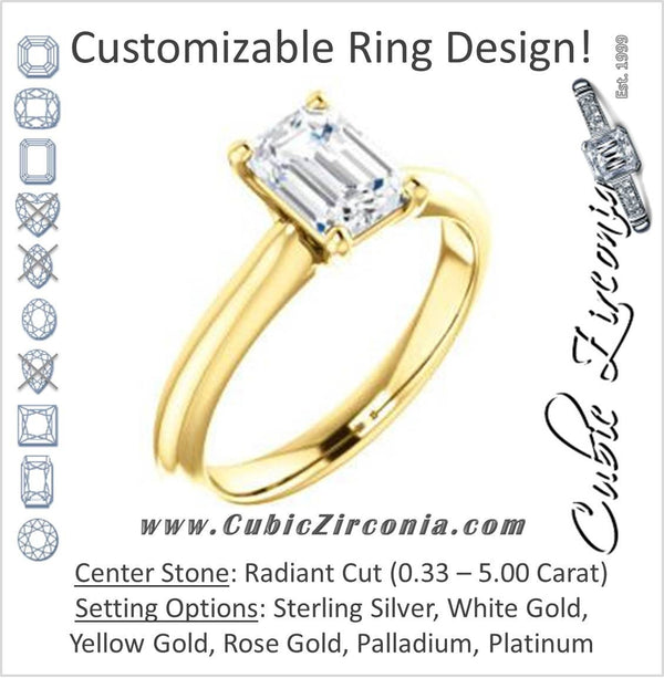 Cubic Zirconia Engagement Ring- The Ursula (Customizable Radiant Cut High-Set Solitaire)