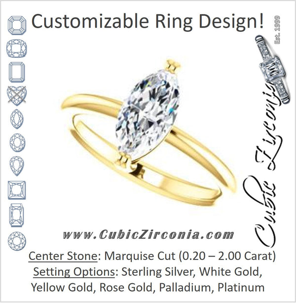 Cubic Zirconia Engagement Ring- The Venusia (Customizable Marquise Cut Solitaire with Thin Band)