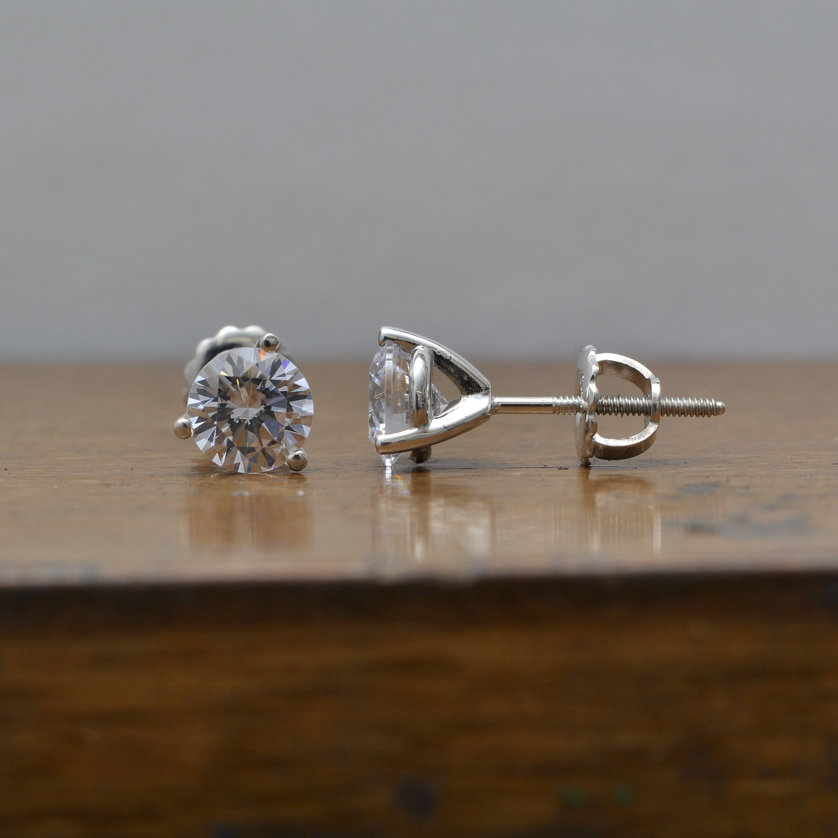Cubic Zirconia Earrings- *Clearance* 1.5 Carat TGW 3 Prong Round CZ Stud Earring Set in Sterling Silver