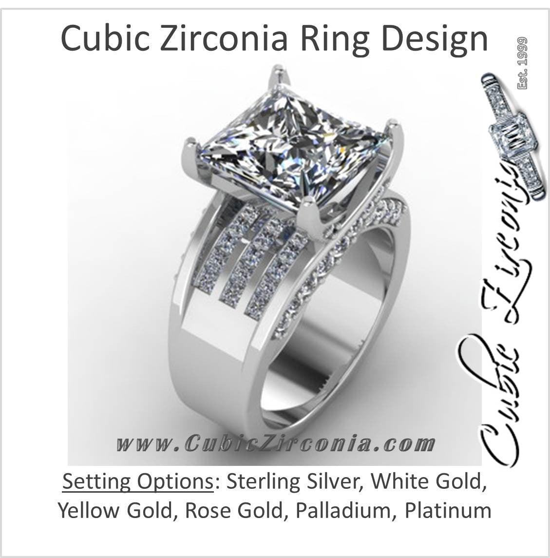 Cubic Zirconia Engagement Ring- The Patricia (4.84 TCW* Bridge Style Triple Channel Ultra-Wide Band)