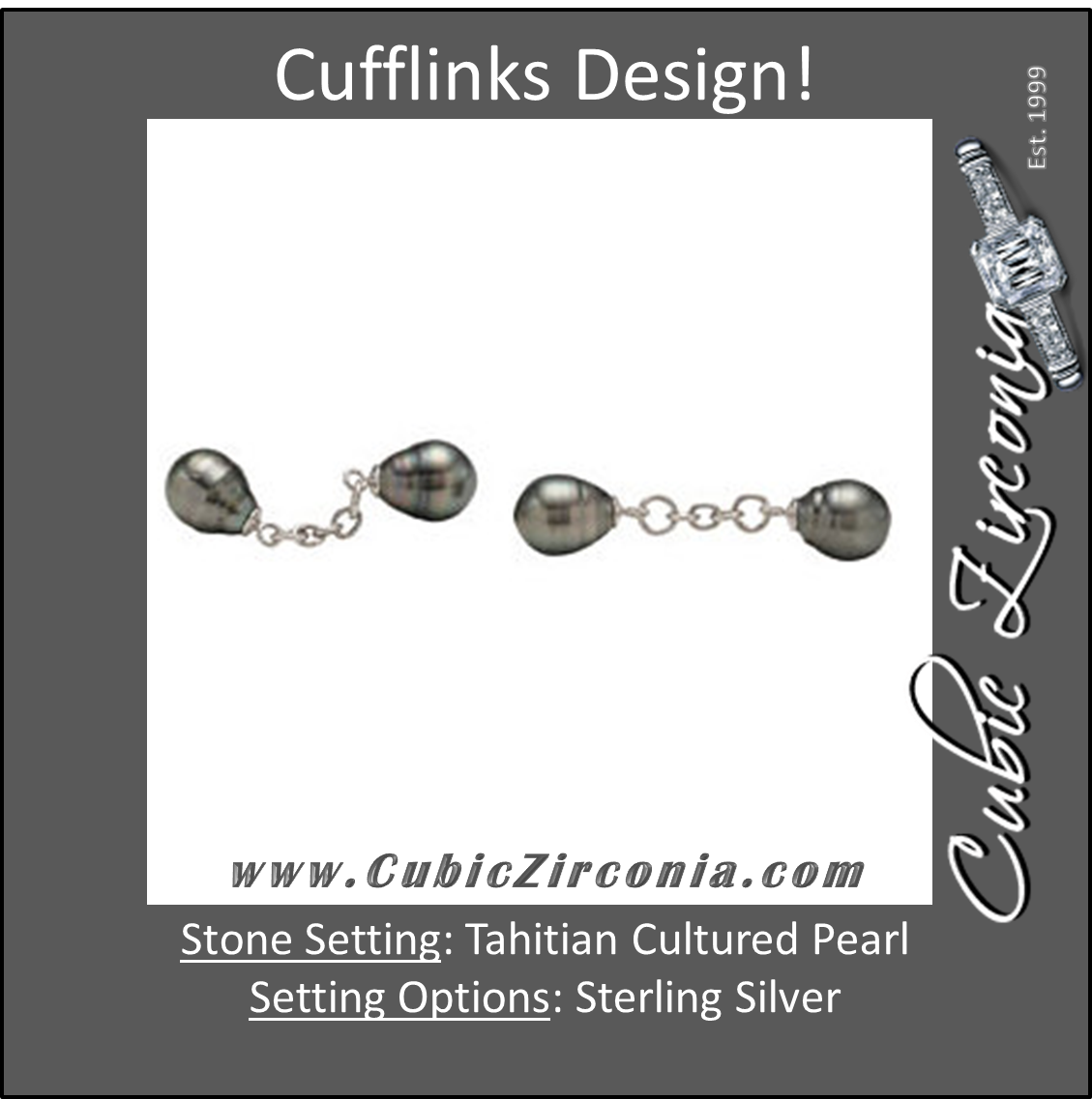 Men’s Cufflinks- Featuring 9mm Tahitian Cultured Pearls