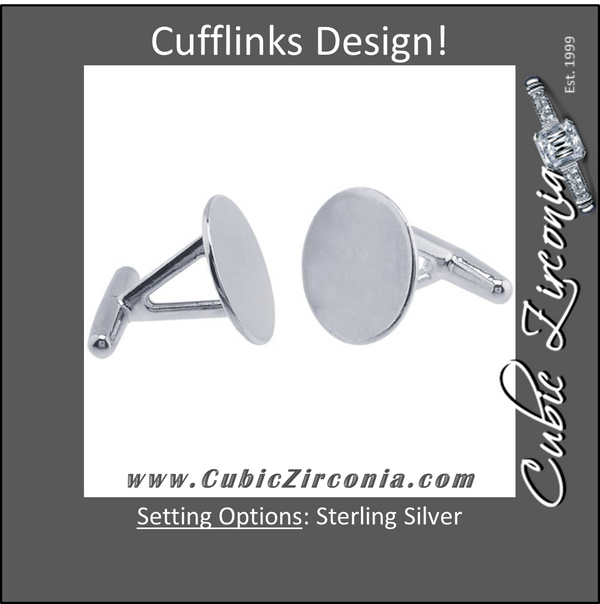 Men’s Cufflinks- Sterling Silver Round Flat-Top (Perfect for Engraving)