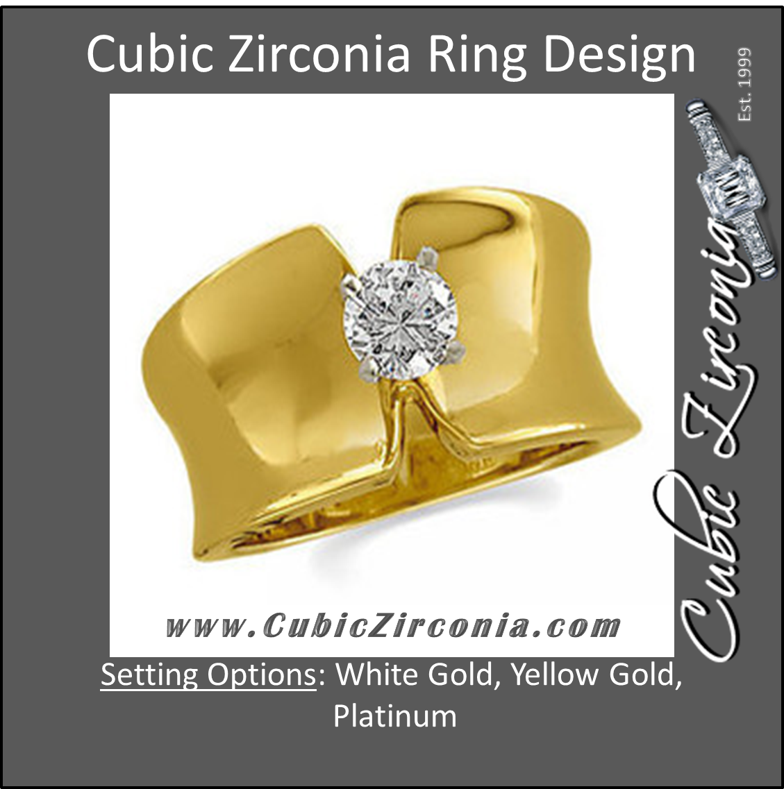 Cubic Zirconia Engagement Ring- The Evelyn (0.2-3.0 CT Round Wide Solitaire)