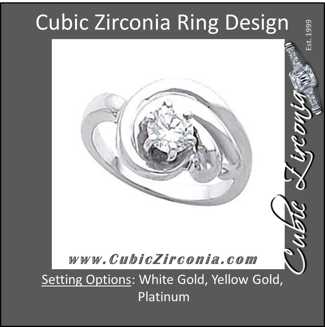 Cubic Zirconia Engagement Ring- The Sophia (0.75 Carat Round Solitaire with Freeform Design)