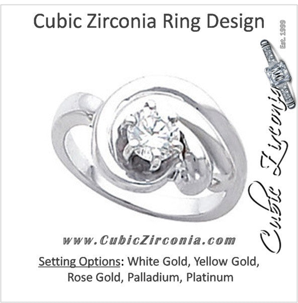 Cubic Zirconia Engagement Ring- The Sophia (0.75 Carat Round Solitaire with Freeform Design)