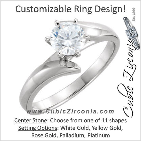 Cubic Zirconia Engagement Ring- The Electra (Customizable Bypass Solitaire)