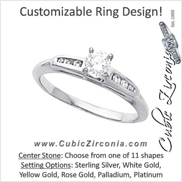 Cubic Zirconia Engagement Ring- The Esmeralda (Customizable 7-stone with Petite Channel Band)