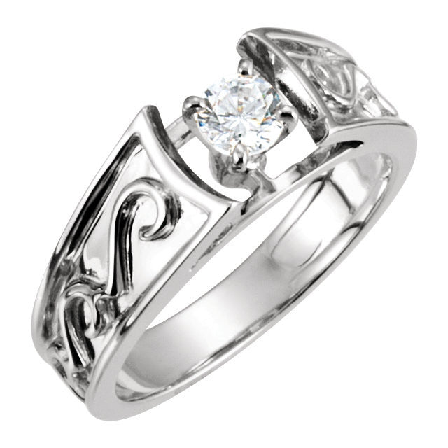 Cubic Zirconia Engagement Ring- The Jaclyn (0.25 CT Customizable Setting Cathedral-Style Solitaire with Scroll Design)