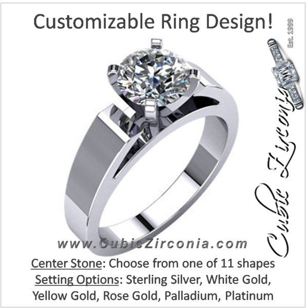 Cubic Zirconia Engagement Ring- The Sherri (Customizable Wide Band Cathedral Solitaire)