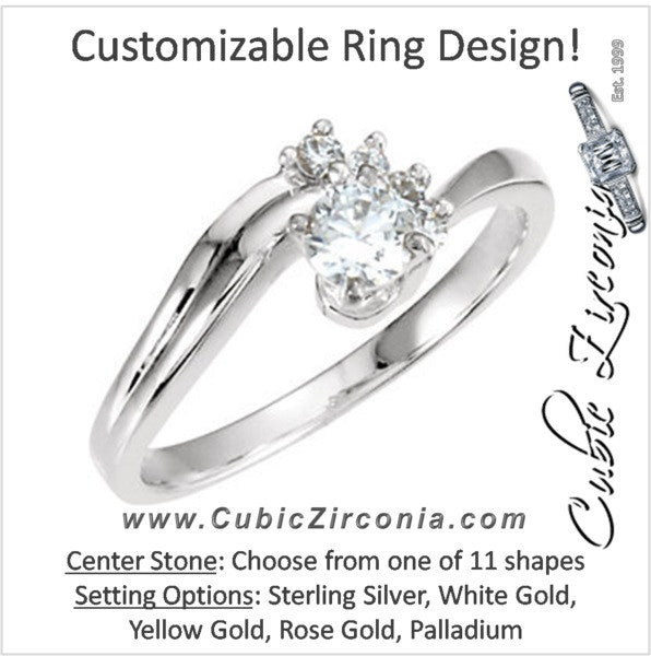 Cubic Zirconia Engagement Ring- The Sadie (Customizable 5-stone Artisan Bypass with Cluster)