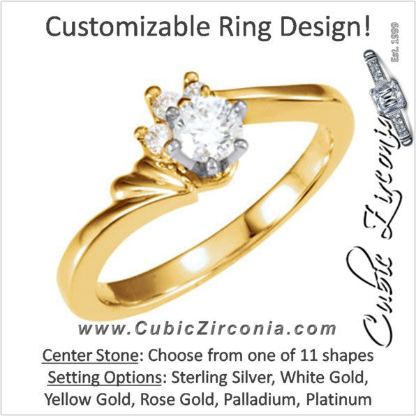 Cubic Zirconia Engagement Ring- The Antonia (Customizable 4-stone Cluster with Scalloped Head Setting)