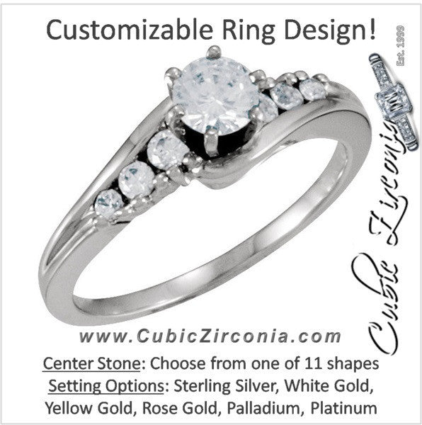 Cubic Zirconia Engagement Ring- The Tracey (Customizable 7-stone Channel Bypass)