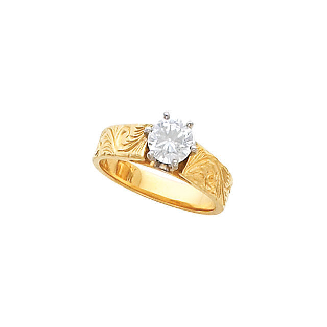 Cubic Zirconia Engagement Ring- The Adrienne (Customizable Solitaire with Hand-Engraved Band)