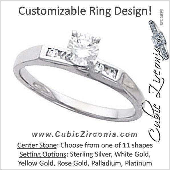 Cubic Zirconia Engagement Ring- The Elisha (Customizable 5-stone Petite Channel)