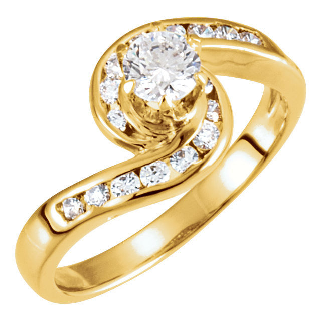 Cubic Zirconia Engagement Ring- The Rachel (Flowing Bypass Style with Customizable Center)