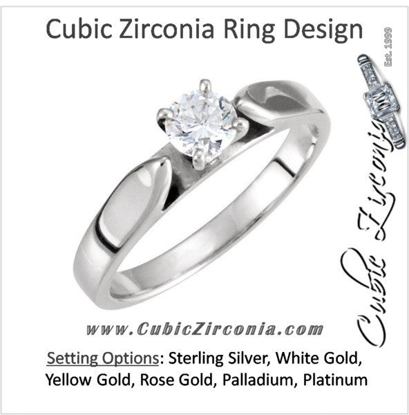 Cubic Zirconia Engagement Ring- The Trish (0.36 Carat Round Cathedral-Style Solitaire)