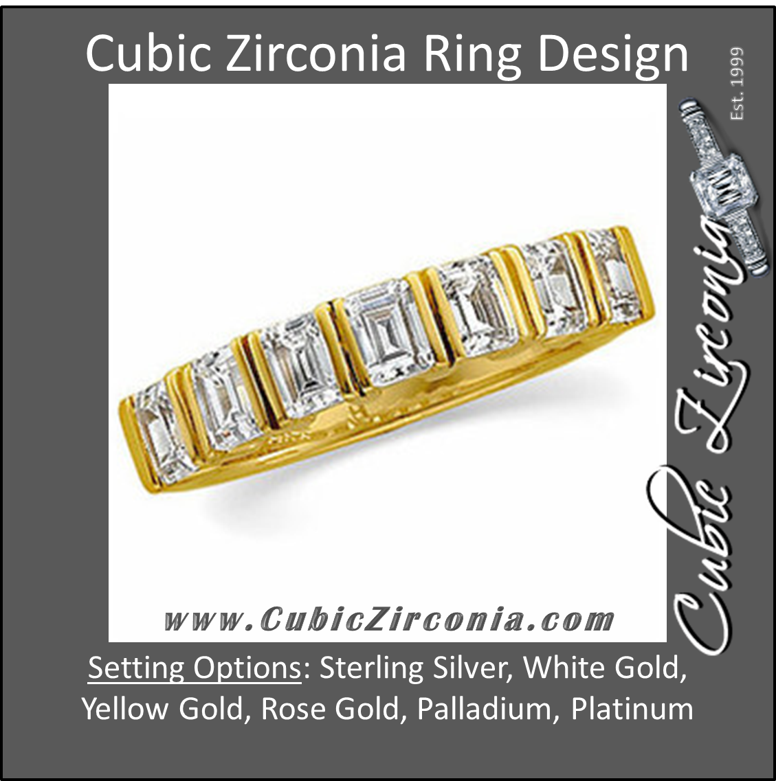 Cubic Zirconia Anniversary Ring Band, Style 120-321 (1.4 TCW Channel Set Emerald-Cut)