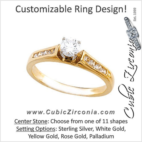 Cubic Zirconia Engagement Ring- The Hollie (Customizable 9-stone Cathedral Channel)