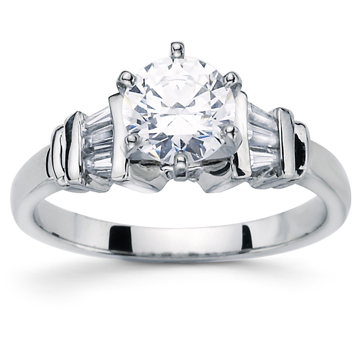Cubic Zirconia Engagement Ring- The Lucy (Customizable 7-stone with Tapered Baguettes)